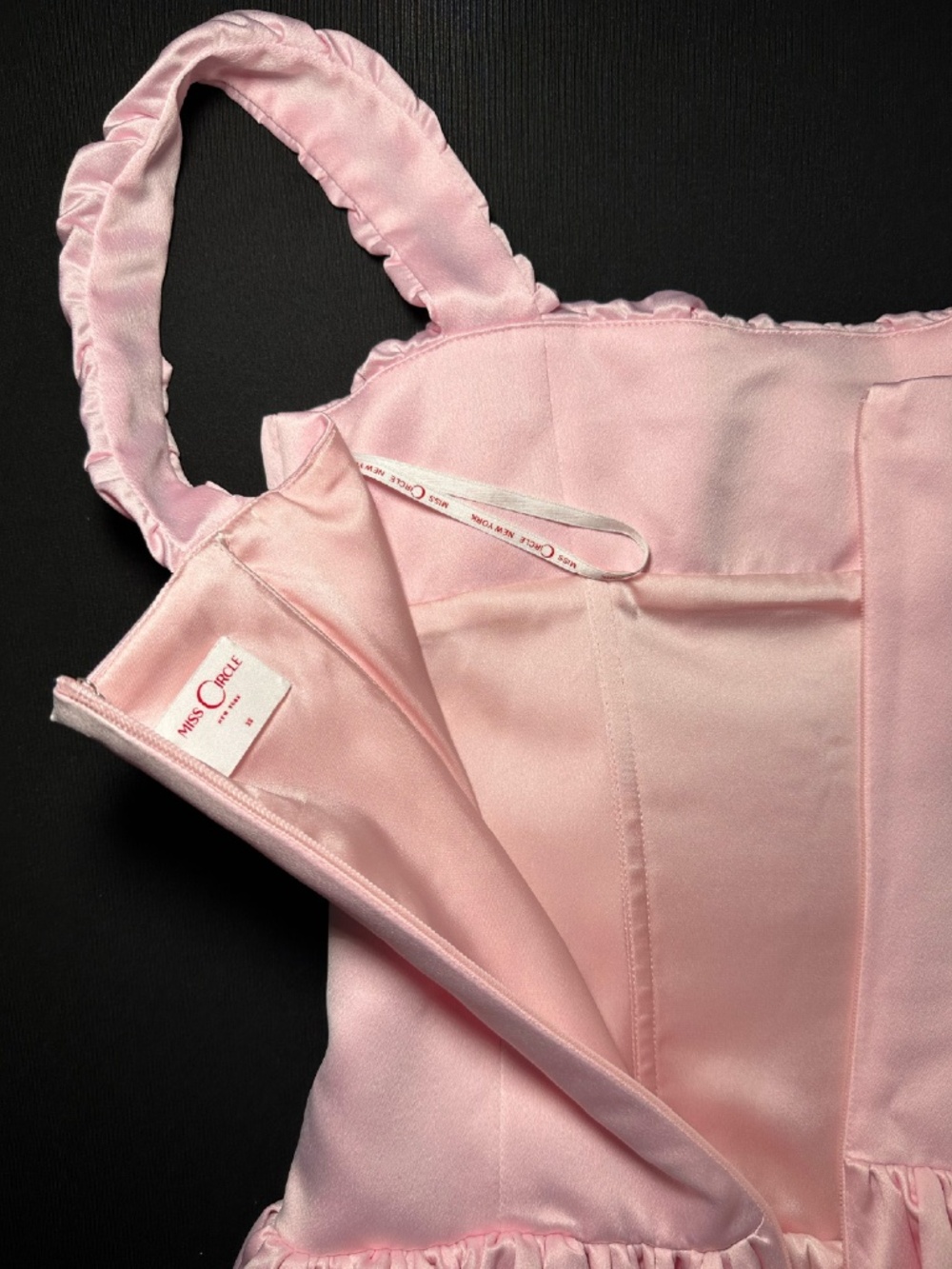 Miss Circle Aubrey Pink Satin Bubble Hem Mini Dress - Picture 10 of 13
